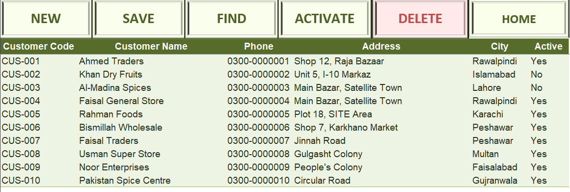 Customer register